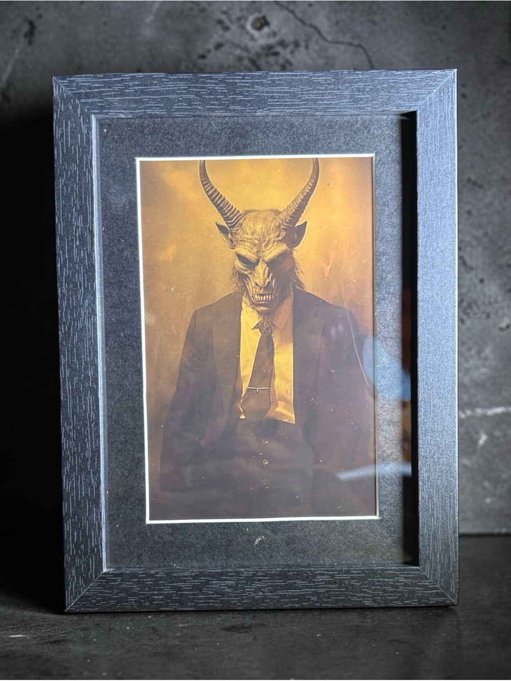 Horned Demon Gentleman Gothic Framed Wall Art 5x7